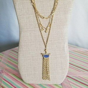 JARDIN Three Tier Pyramid Drop Semiprecious Sodalite Necklace NWT